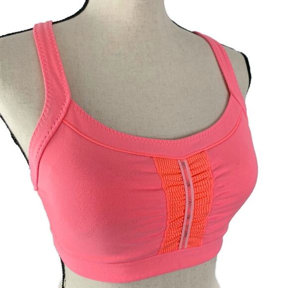 Athleta Freedom Sports Bra Criss Cross Back Rare Coral Pink 964640 Womens Sz Sm - Picture 2 of 13
